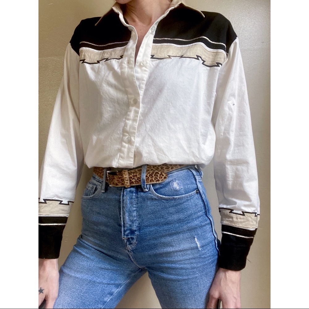 Vintage Black and White Western Shirt